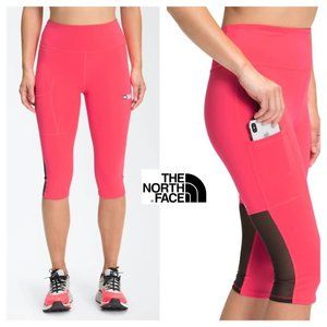 NWT $85 THE NORTH FACE Women XS Capri Leggings Tights Running Gym Yoga NEON PINK